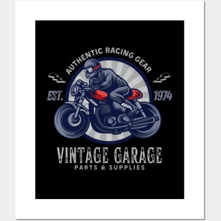 Vintage Garage Racing Gear Motorcycle Design Posters and Art